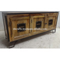 Industrial Urban Loft Metal Wooden Cabinet Natural Finish